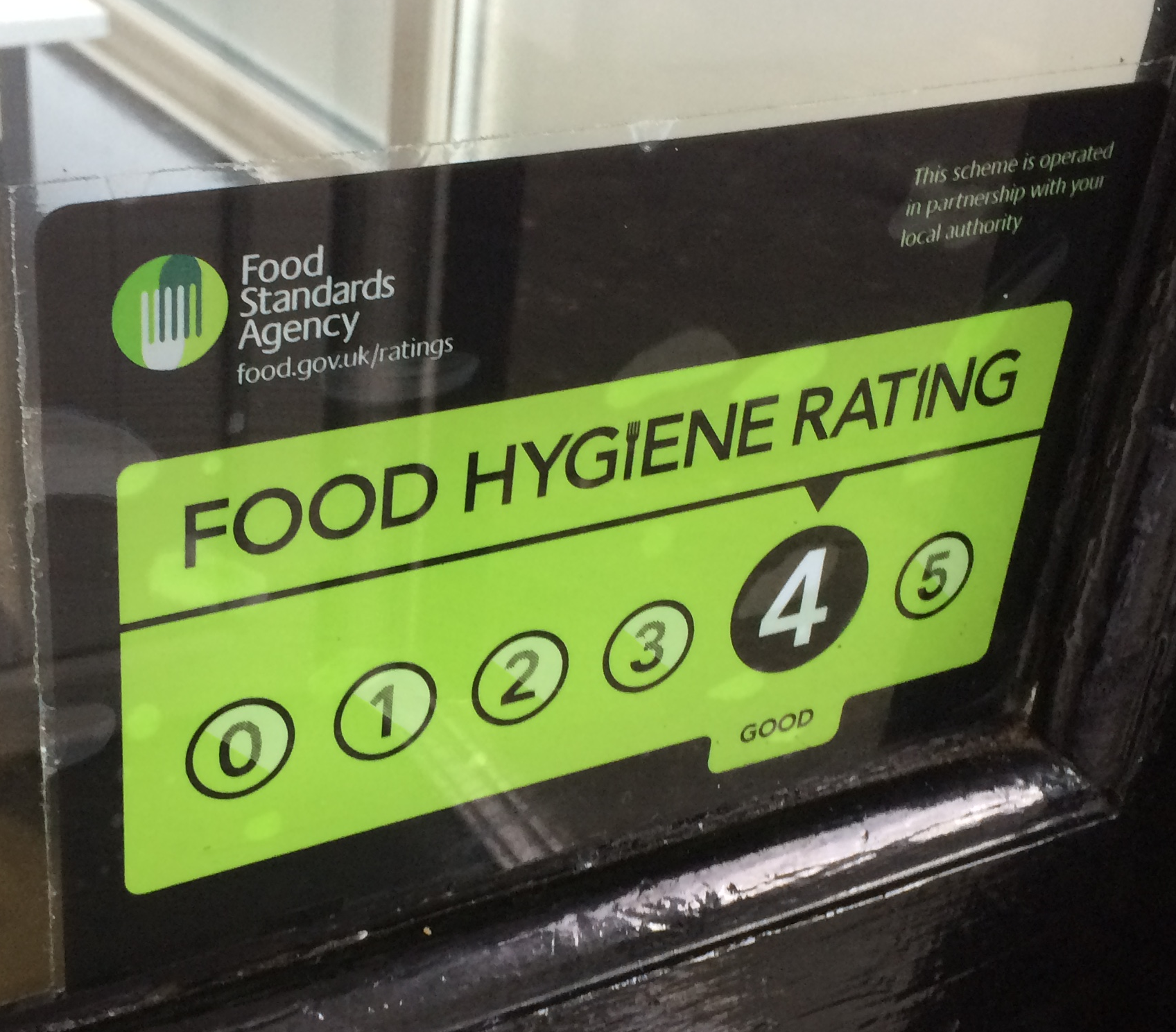 Picture of the cleanliness rating the cafe earned in 2016, 4 out of 5.